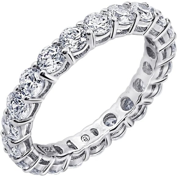 Platinum Over Sterling Silver 3 Carat Cubic Zirconia Eternity Band Ring for Wome